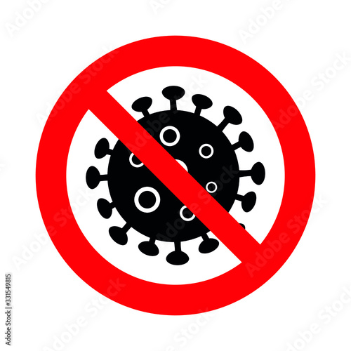 Sign caution coronavirus. Stop coronavirus. Coronavirus outbreak. Coronavirus danger and public health risk disease and flu outbreak. Pandemic medical concept with dangerous cells.Vector illustration