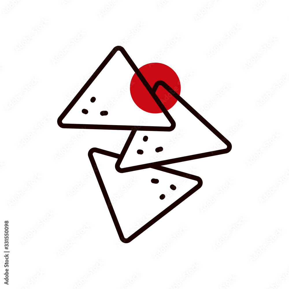 Mexican nachos half line half color style icon vector design Mexican nachos half line half color style icon vector design