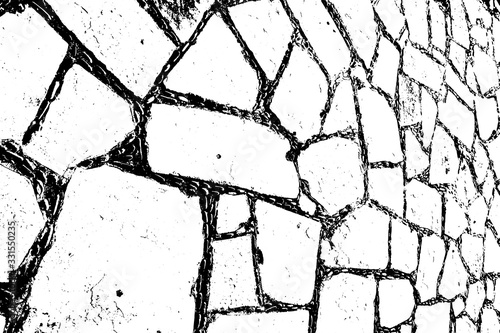 Distressed overlay texture of rough surface, dry soil, cracked ground. Grunge background. One color graphic resource.