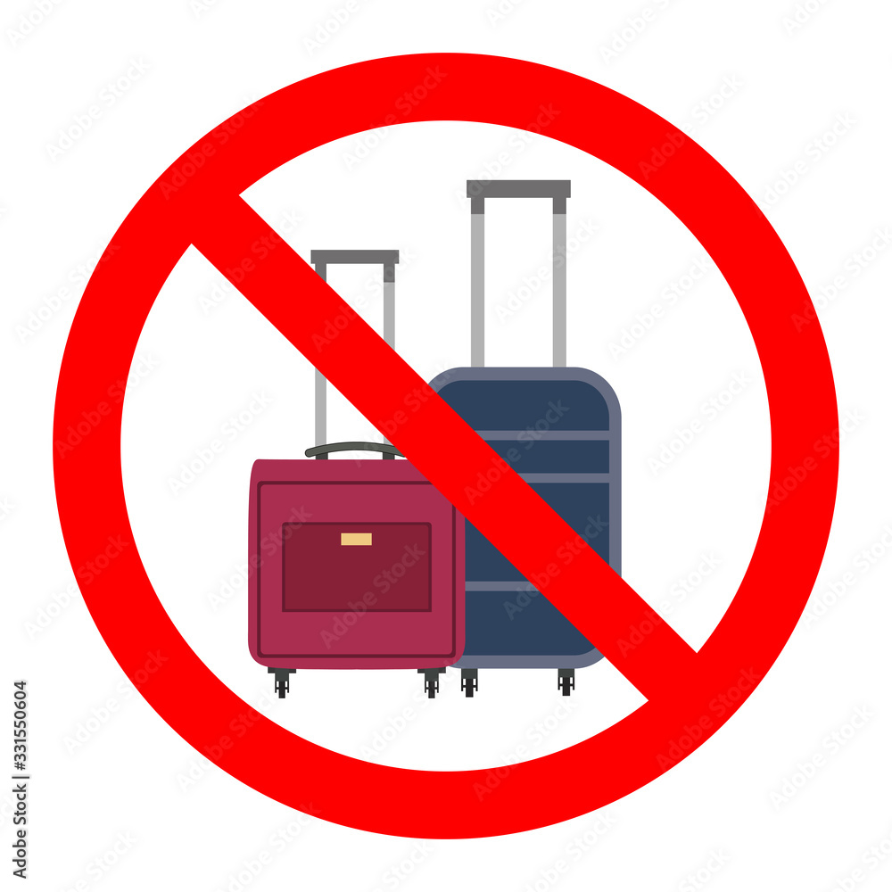 Sign of Ban on luggage. illustration of suitcases in red crossed out