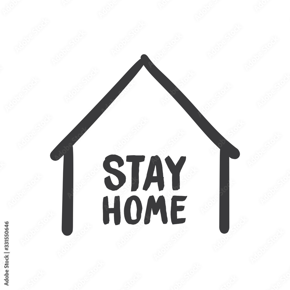 Stay home doodle illustration. Quarantine isolation house icon. Pandemic coronavirus prevention campaign. Stay home doodle illustration. Quarantine isolation house icon. Pandemic coronavirus prevention campaign.