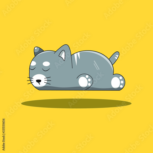 Cat animal fall asleep because of virus simple vector