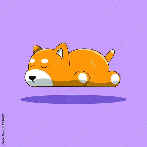 Dog animal fall asleep because of virus simple vector