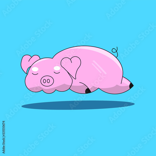 Pig animal fall asleep because of virus