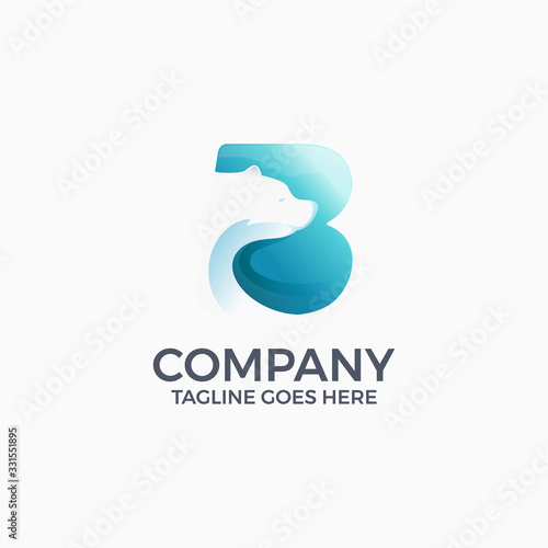 letter b polar bear logo design template