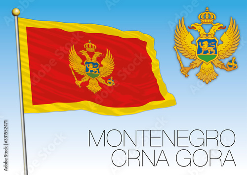 Montenegro official national flag, Europe, vector illustration