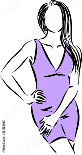 pretty woman modeling dress vector illustration