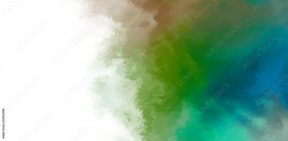 Abstract colorful watercolor on white background. Digital art painting.