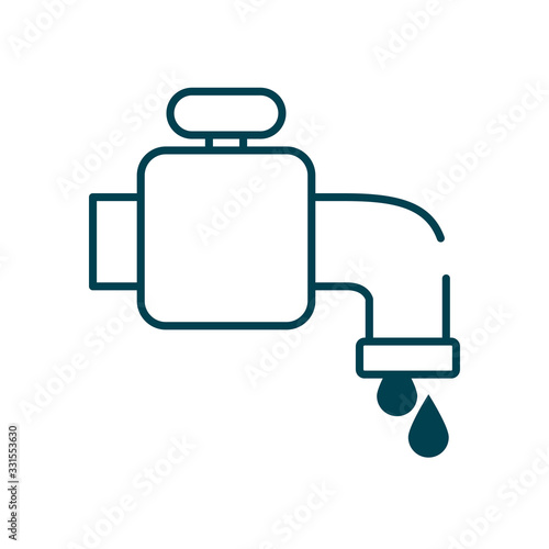 water faucet and drops icon, line style