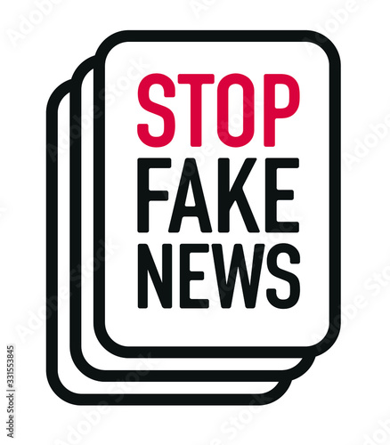 Stop Fake News and disinformation in the media sign. Graphic design vector illustration typography