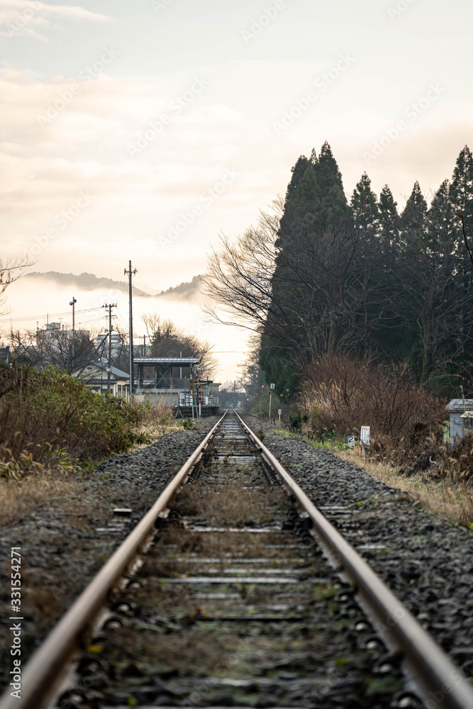 Fototapeta premium 新潟県 磐越西線 咲花駅周辺景色