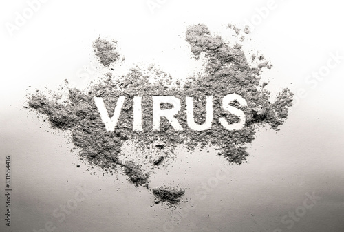 Virus word in dirt and filth as infection health problem and deadly disease, contagious lethal sickness like coronavirus, covid-19, sars-cov-2