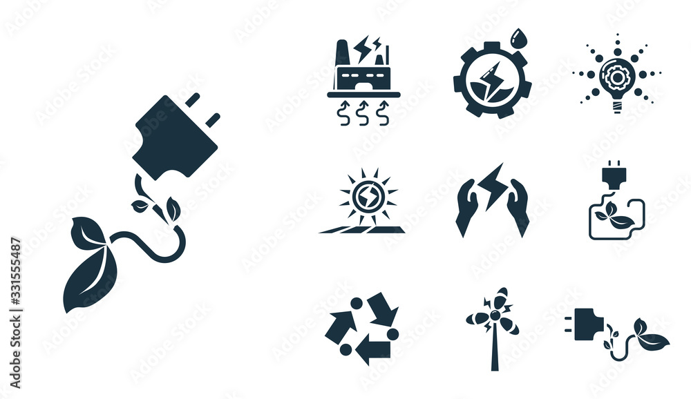 energy, isolated, alternative, plant, concept, ecology, natural, environmental, power, plug, green, renewable, environment, socket, illustration, global, ecological, creative, technology, symbol, warm