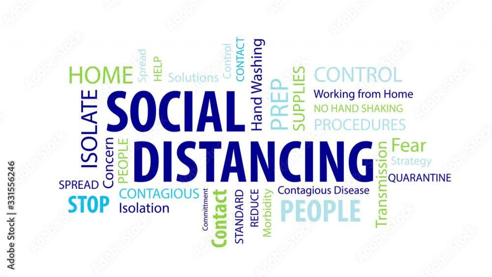 Animated Social Distancing Word Cloud on a White Background Animated Social Distancing Word Cloud on a White Background