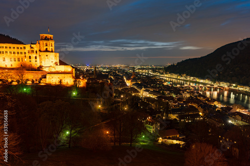 City of Heidelberg (Germany) at 19.03.2020 - view over the old town of Heidelberg including the castle