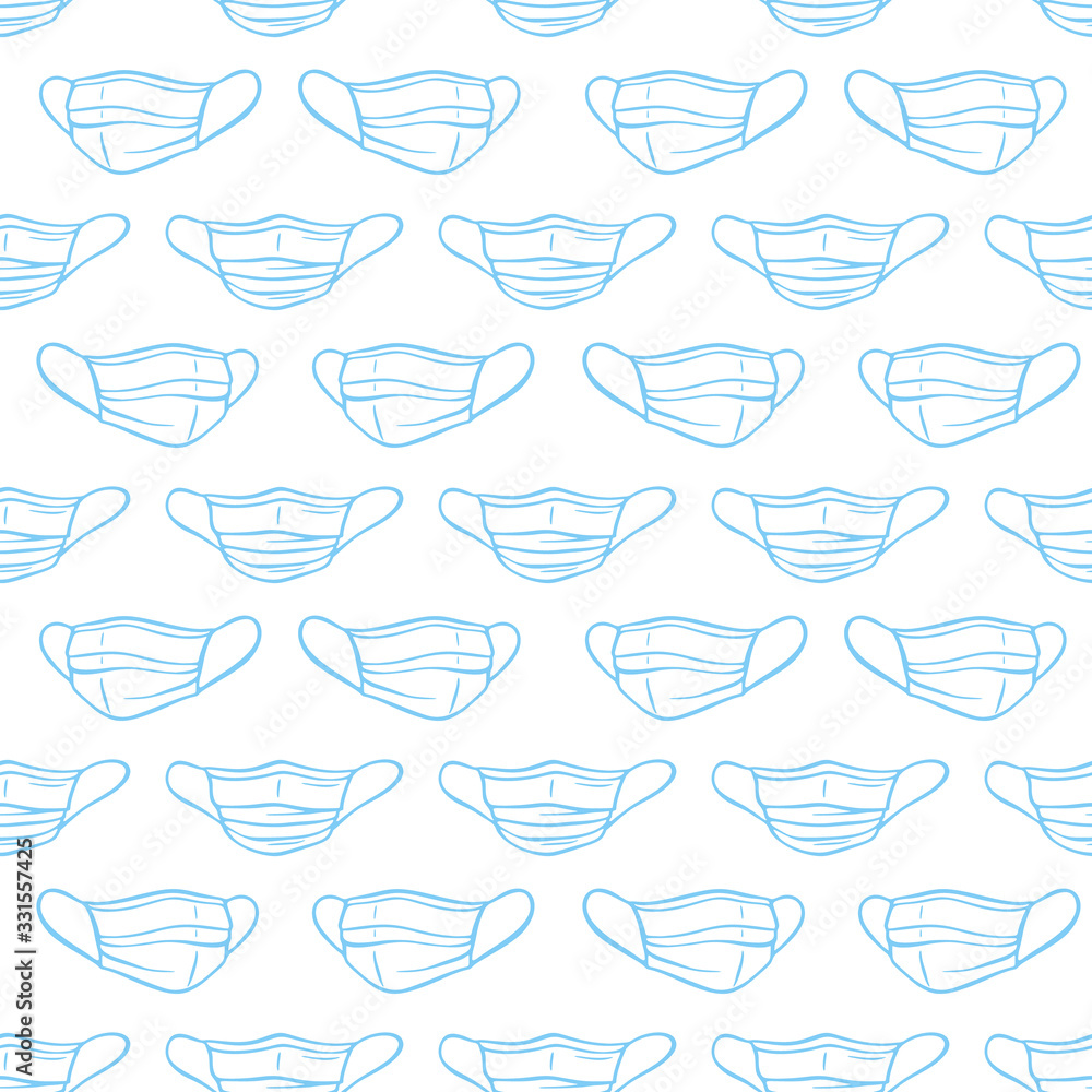 Surgical protective mask seamless pattern. Coronavirus COVID-19 quarantine vector illustration. Surgical protective mask seamless pattern. Coronavirus COVID-19 quarantine vector illustration.