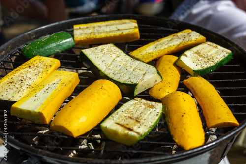 Quadro su tela zucchini and summer squash barbecue grilled during the picnic in Canada