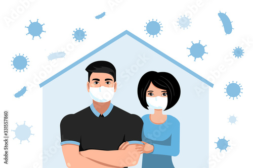 quarantine coronavirus. keep healthy at home. protection against COVID-19 infections and viruses. people are stay at home. isolation vector illustration