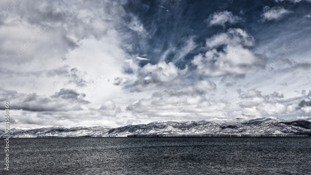 Dramatic Clouds and LIght Over Sierras and Lake Tahoe
