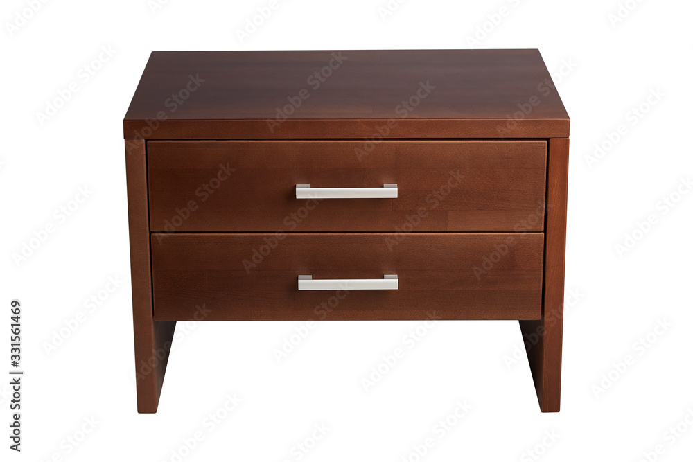 Wooden nightstand isolated on white background Wooden nightstand isolated on white background
