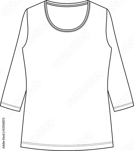 women's simple t-shirt design. Apparel template,  Fashion Flat Sketch vector