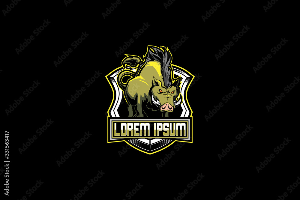 Warthog cartoon character vector badge logo template Warthog cartoon character vector badge logo template