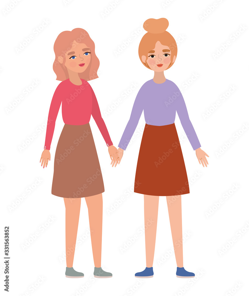 Women holding hands vector design