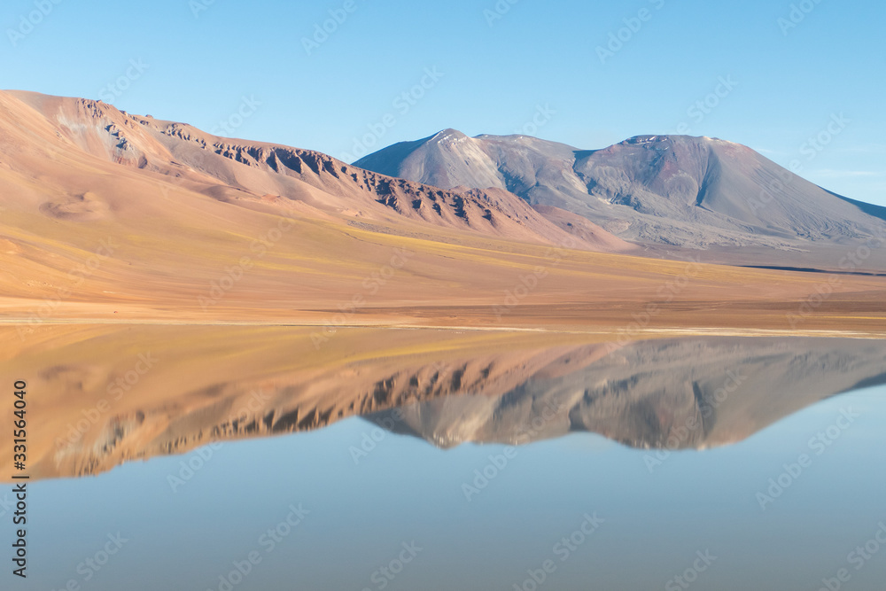 Reflections in the Lejía Lake landscape, San Pedro de Atacama, Chile