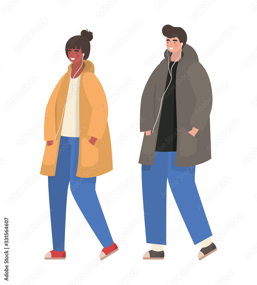 Boy and girl with smartphones vector design Boy and girl with smartphones vector design
