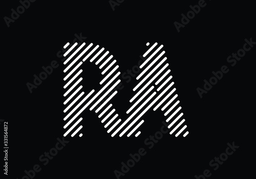 Abstract Striped RA Logo Design on Black Background Cool Contemporary Minimalist Style