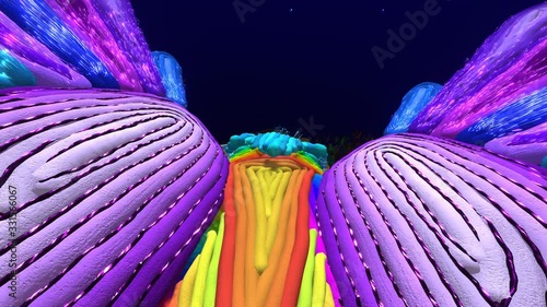 3D animation of colorful bird