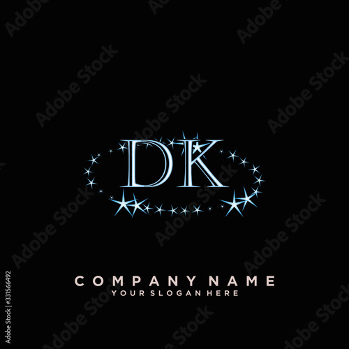 Initial Letter DK Logo With circle Template Vector