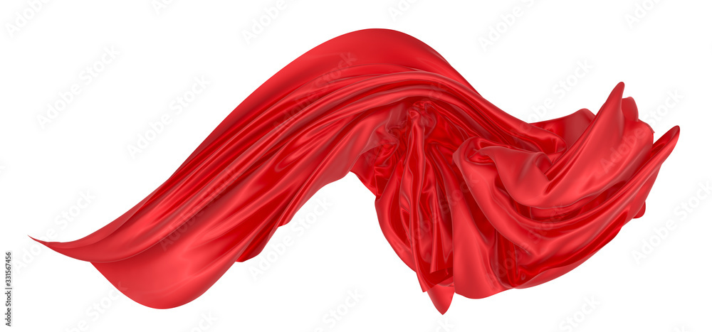 Beautiful flowing fabric of red wavy silk or satin. 3d rendering image. Beautiful flowing fabric of red wavy silk or satin. 3d rendering image.
