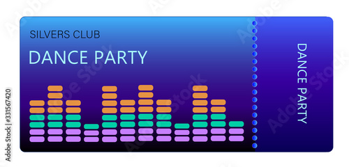 Vector ticket template in dance party format
