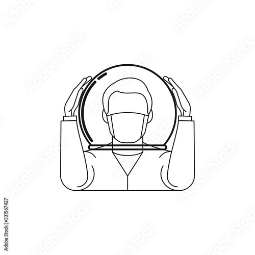 Corona virus - staying at home (self-isolation). Home Quarantine illustration. Corona virus self-quarantine. Isolation period at home. Self-isolation shield from coronavirus. Vector.
