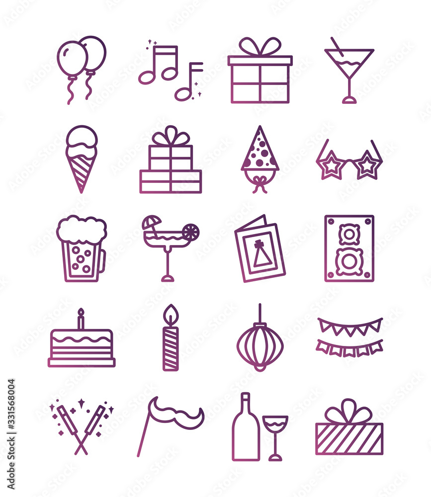 bundle of party set icons
