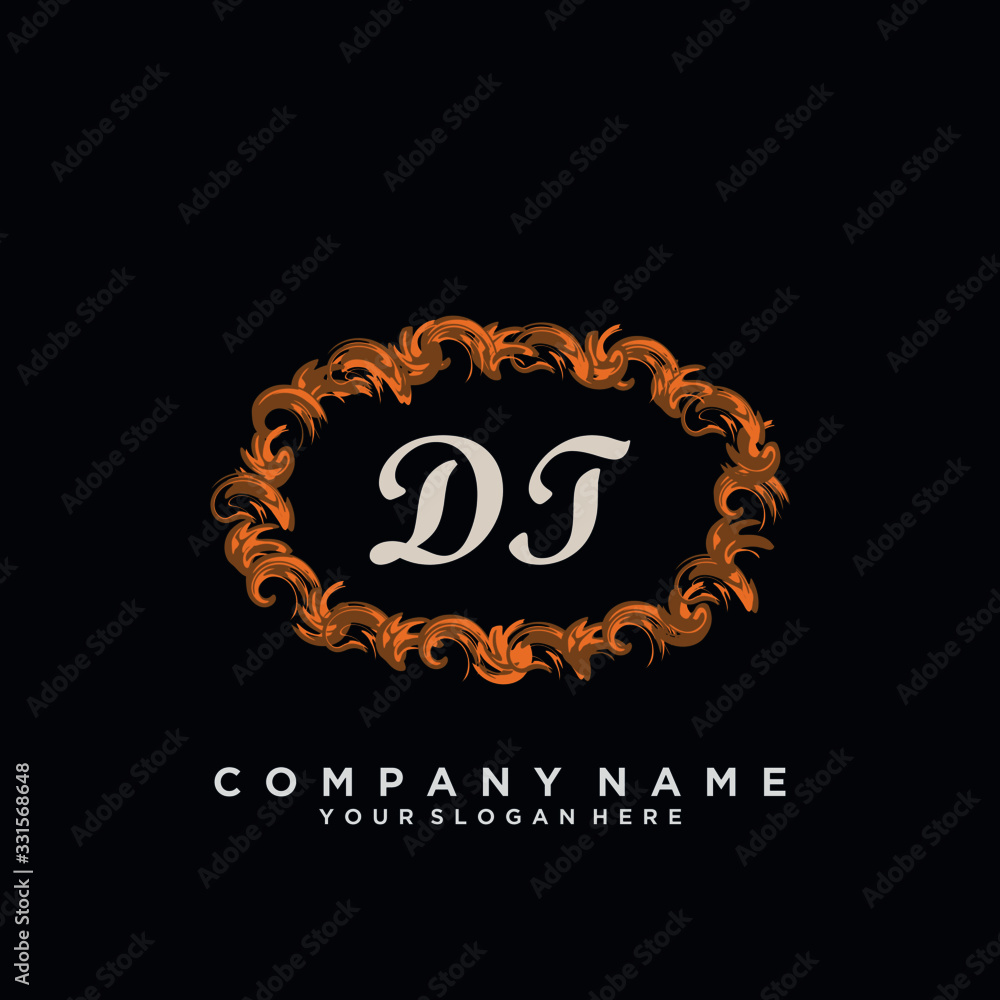 Initial Letter DT Logo With circle Template Vector