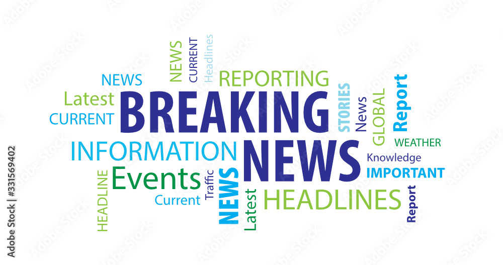 Breaking News Word Cloud on a White Background