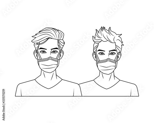 young men with mouth cap medical accessory