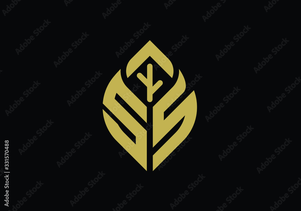 Initial letter S and S with abstract leaf logo sign symbol Initial letter S and S with abstract leaf logo sign symbol