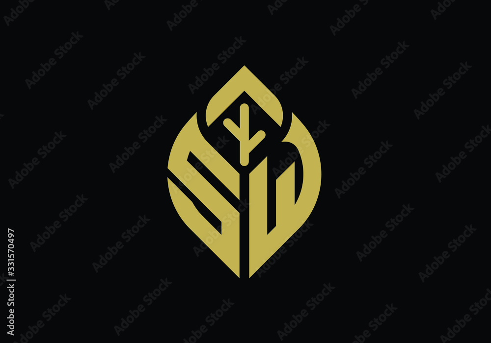 Initial letter S and W with abstract leaf logo sign symbol Initial letter S and W with abstract leaf logo sign symbol