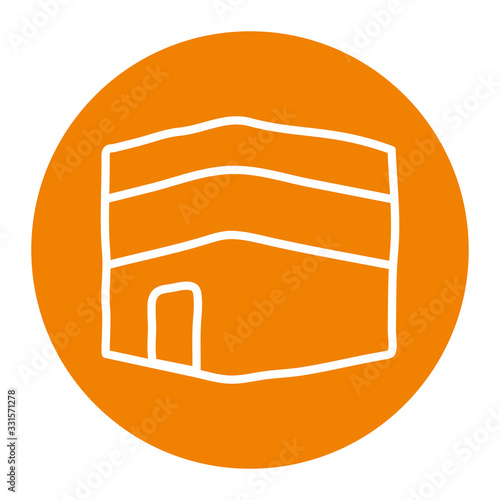 Ramadan mecca block line style icon vector design