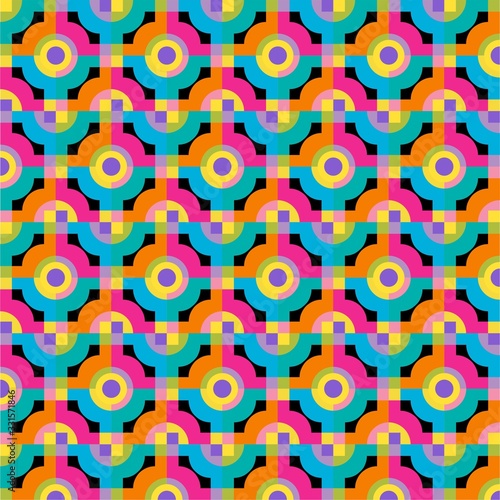 Beautiful of Colorful Pattern with Circle, Reapeat, Abstract, Illustrator Pattern Wallpaper. Image for Printing on Paper, Wallpaper or Background, Covers, Fabrics photo