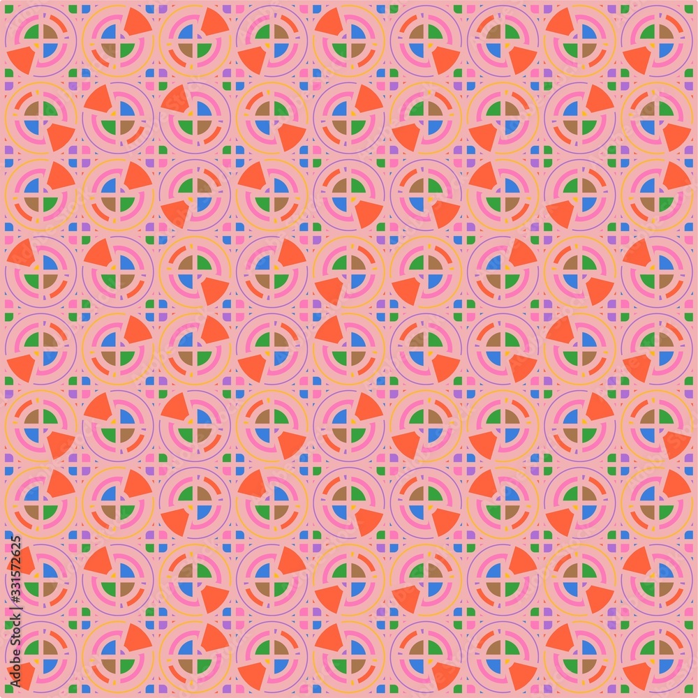 Beautiful of Colorful Pattern with Circle, Reapeat, Abstract, Illustrator Pattern Wallpaper. Image for Printing on Paper, Wallpaper or Background, Covers, Fabrics
