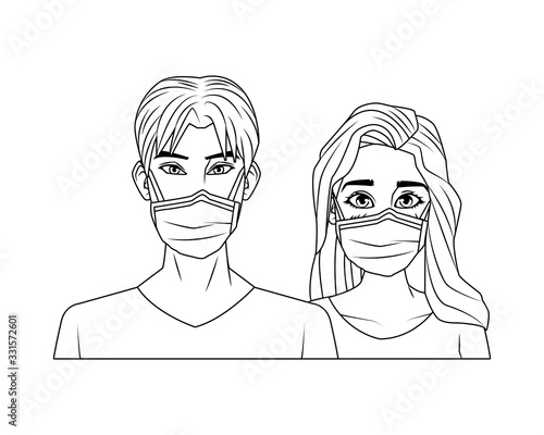young couple with mouth cap medical accessory