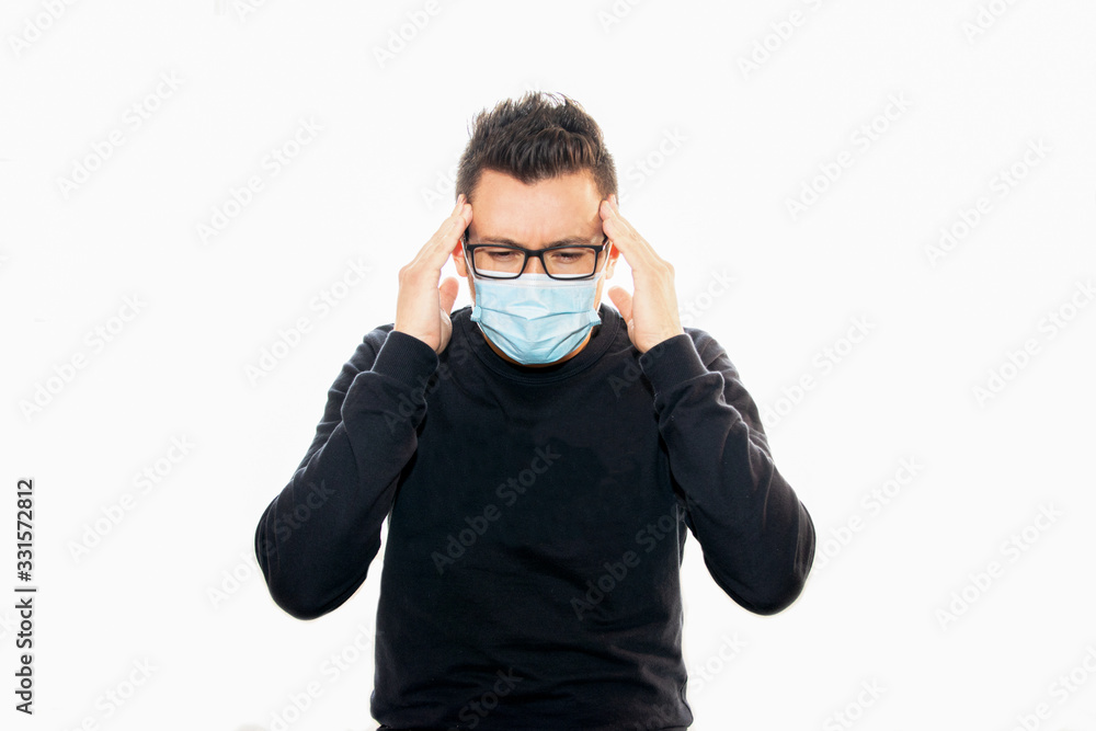 man sick with safe mask man sick with safe mask