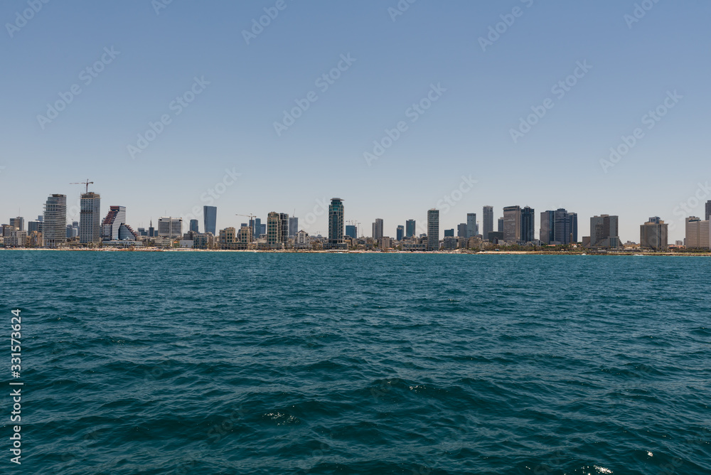 Fototapeta premium Tel Aviv view from boat sail