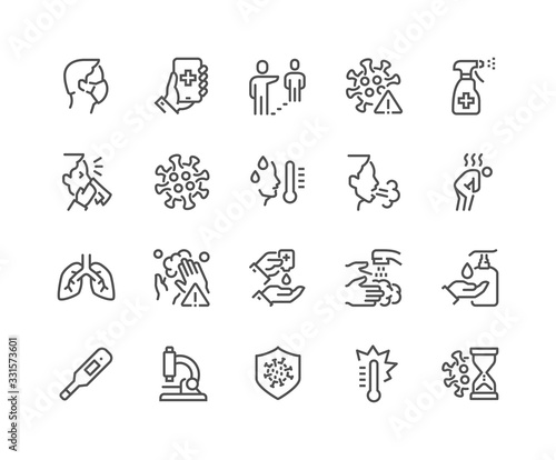 Simple Set of Coronavirus COVID-19 Protection Related Vector Line Icons.  Contains such Icons as Protective Measures, Coronavirus Symptoms, Incubation Period and more. Editable Stroke. 48x48 