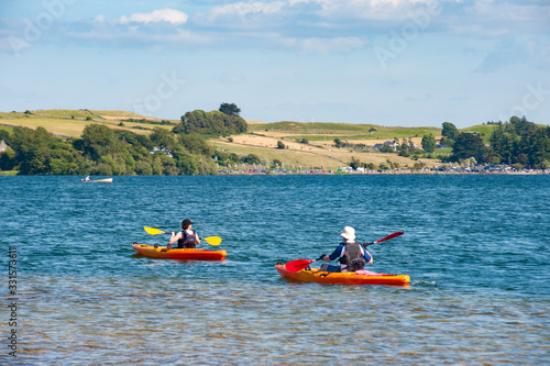 Kayaking and canoeing on scenic Lake Lough Rea in the town of Loughrea in County Galway, Ireland