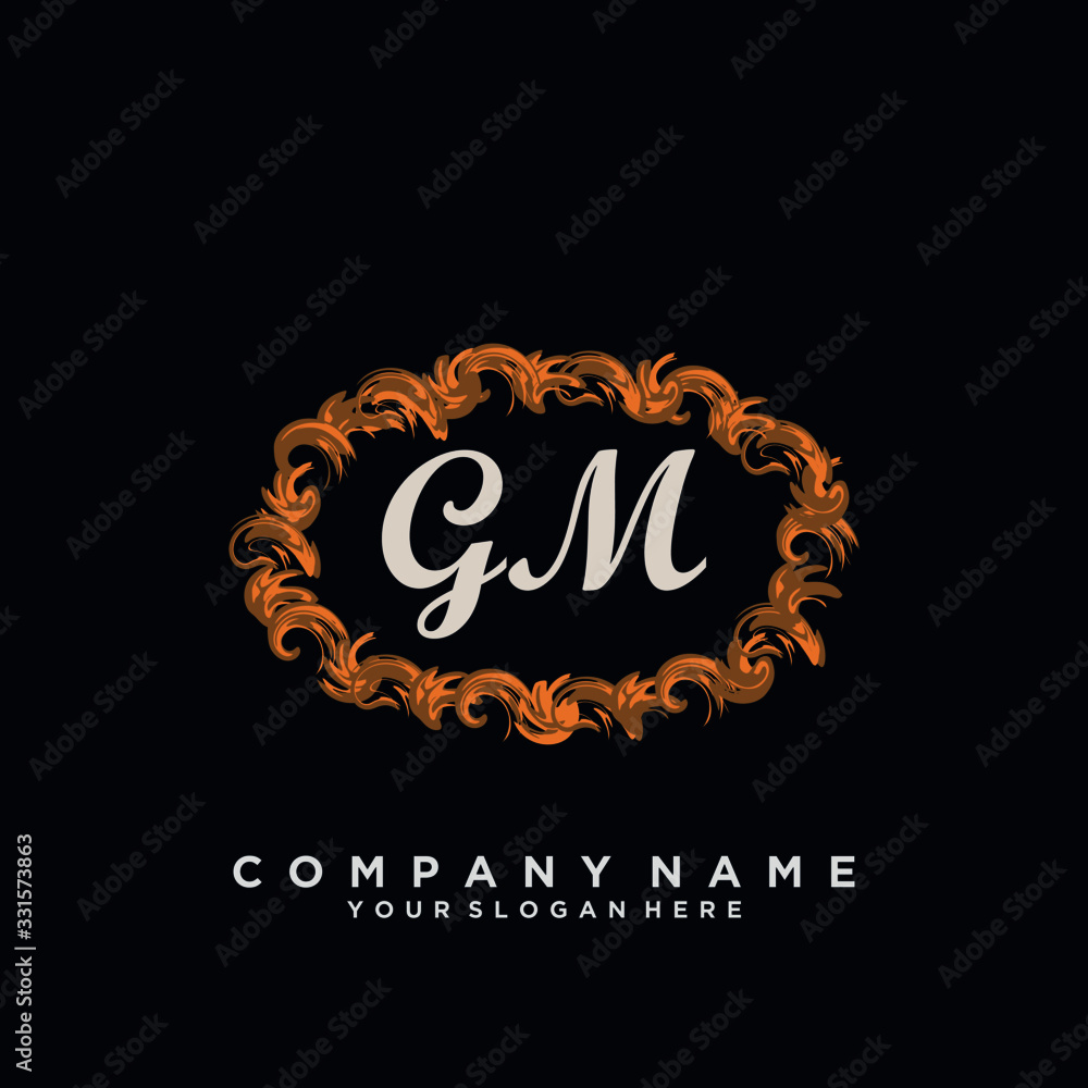 Initial Letter GM Logo With circle Template Vector